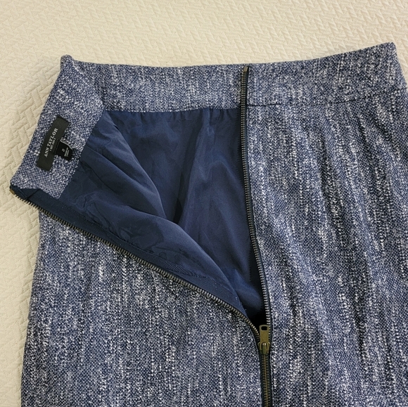 Ann Taylor Blue Tweed Skirt Size 2 Zipper Back Pencil Straight Career Office - Picture 12 of 13